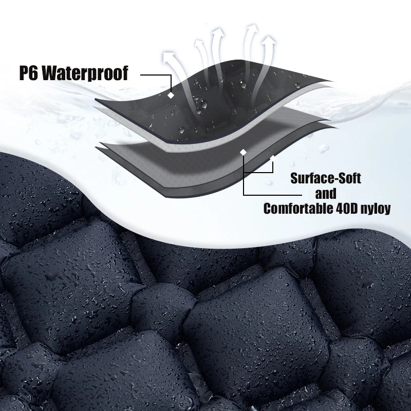 PACOONE Outdoor Camping Sleeping Pad Inflatable Mattress with Pillows Built-in Inflator Pump