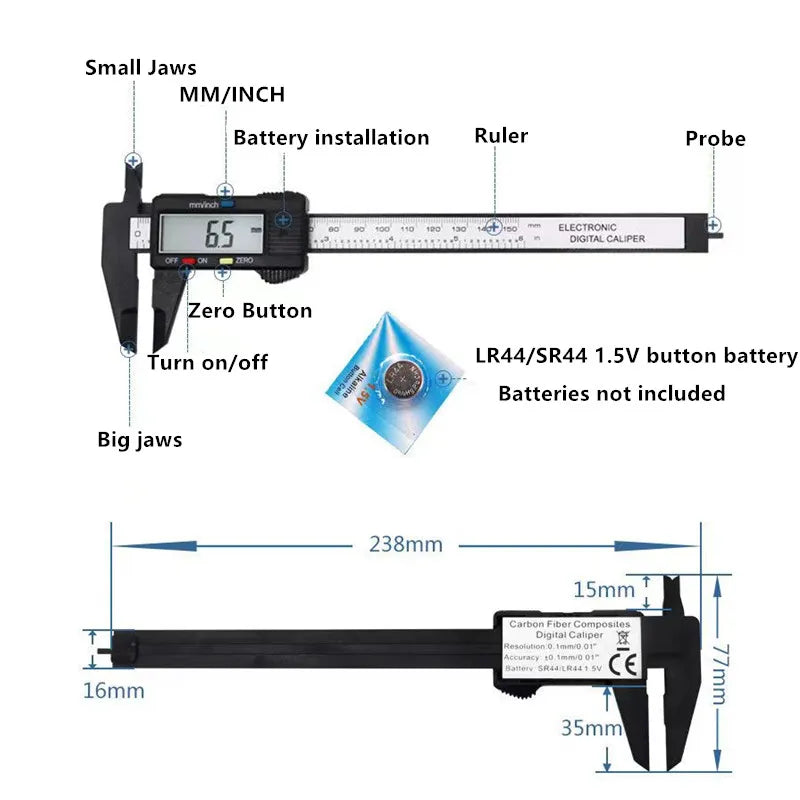 150mm 100mm Electronic Digital Caliper Gauge Micrometer Measuring Tool
