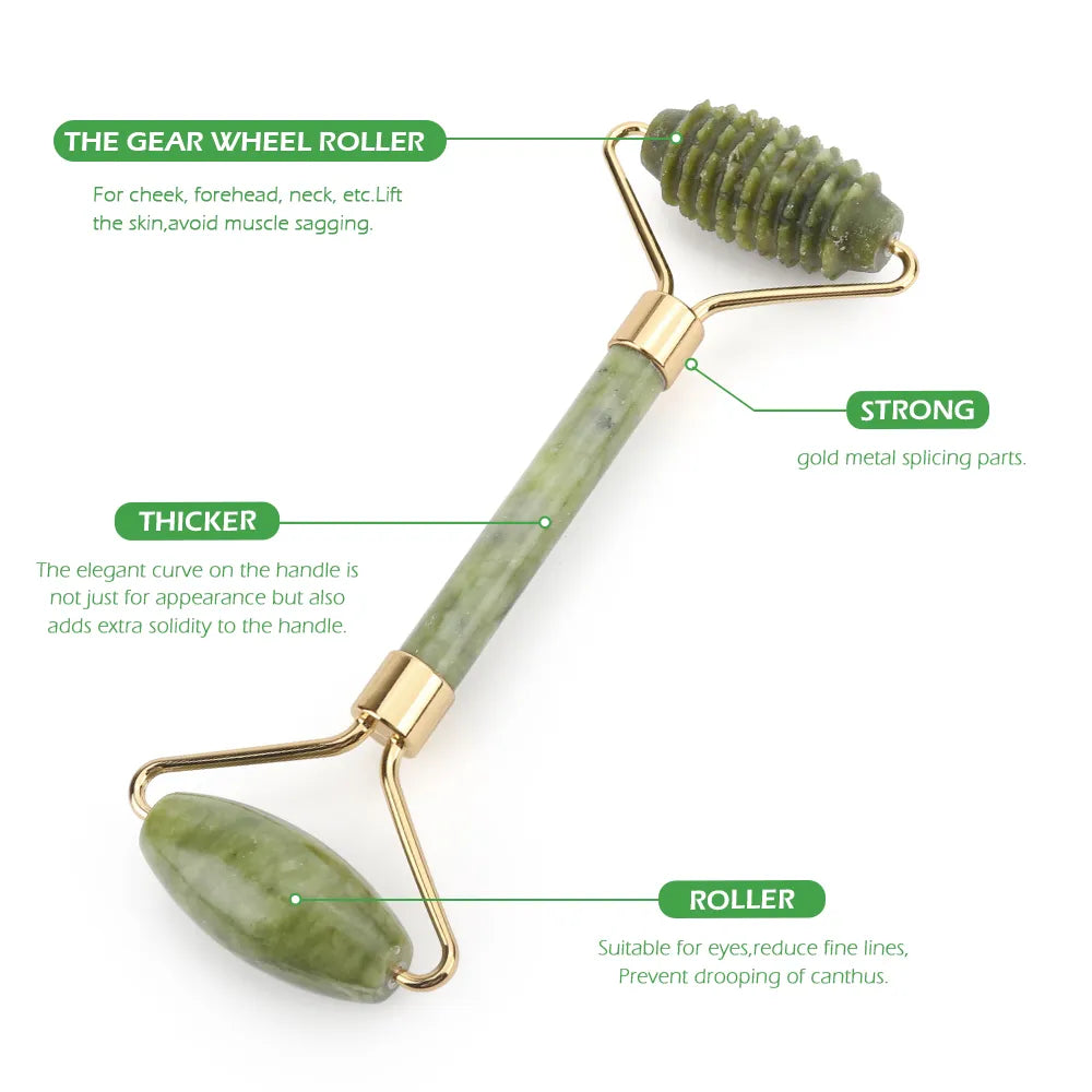 Gua Sha Jade Rollers Natural Stone Gouache Face Lifting Massager Kits