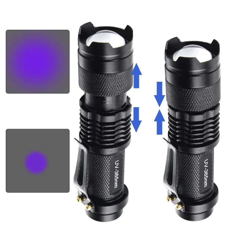 395/365nm UV LED Ultraviolet Stain Detector Mini Flashlight