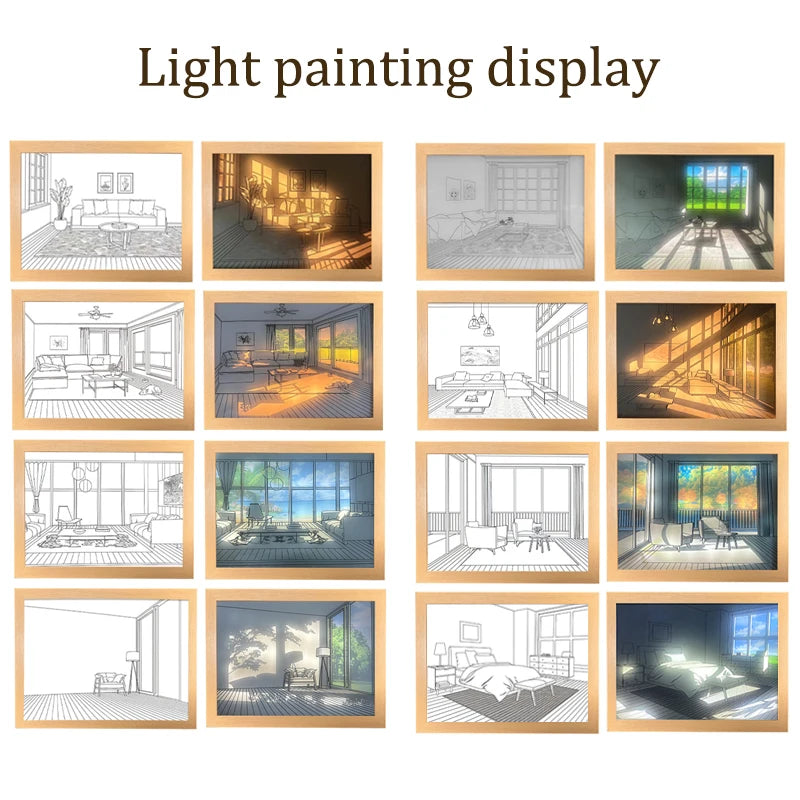 Led Light Painting USB Plug Dimming Wall Artwork Table Lamp