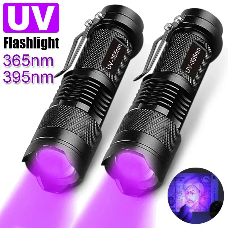 395/365nm UV LED Ultraviolet Stain Detector Mini Flashlight