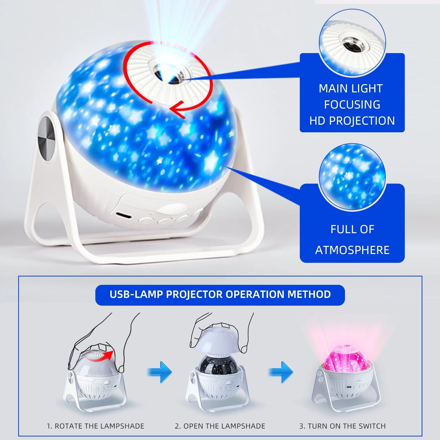 LED Planetarium Starry Sky Projector Rotating Lamp