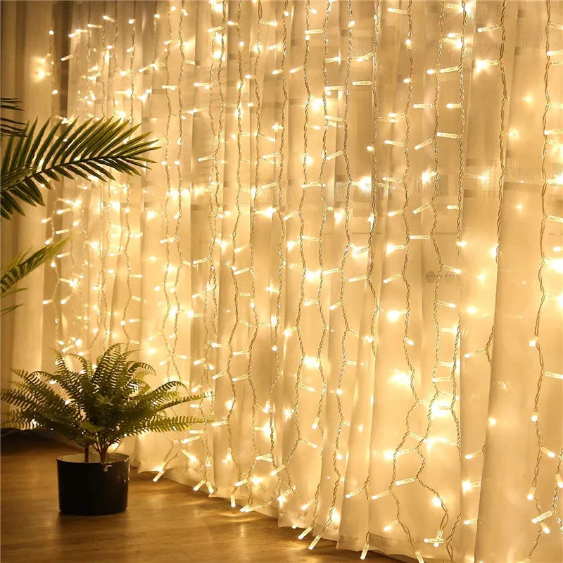 Garland LED Curtain Icicle String Light Fairy Lighting Decoration