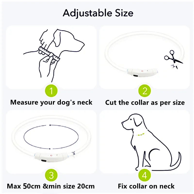 Led Light Rechargeable Detachable Glowing Luminous  Dog And Cat Collar