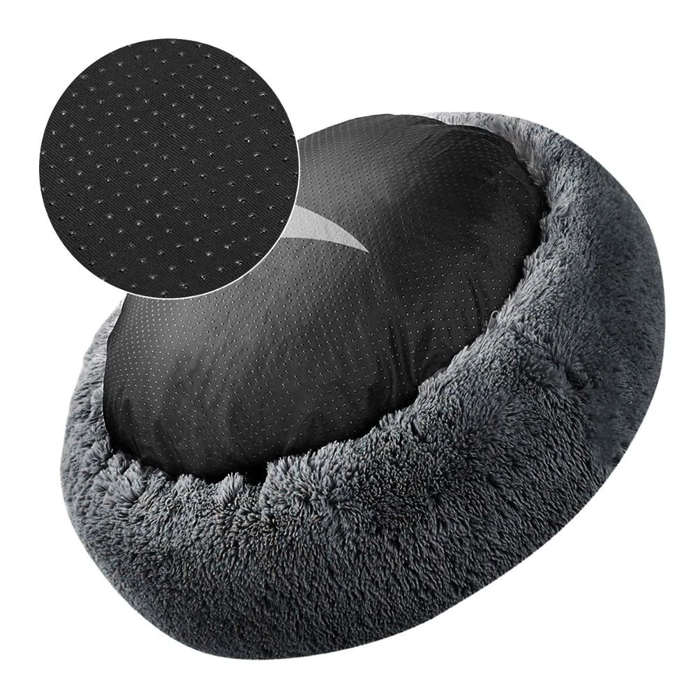 Fluffy Kennel Bed Donut Washable Round Dog Basket Plush Beds