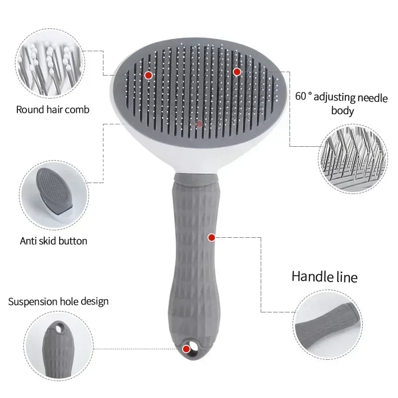 Non-slip Stainless Steel Pet Hair Removal Grooming Brush