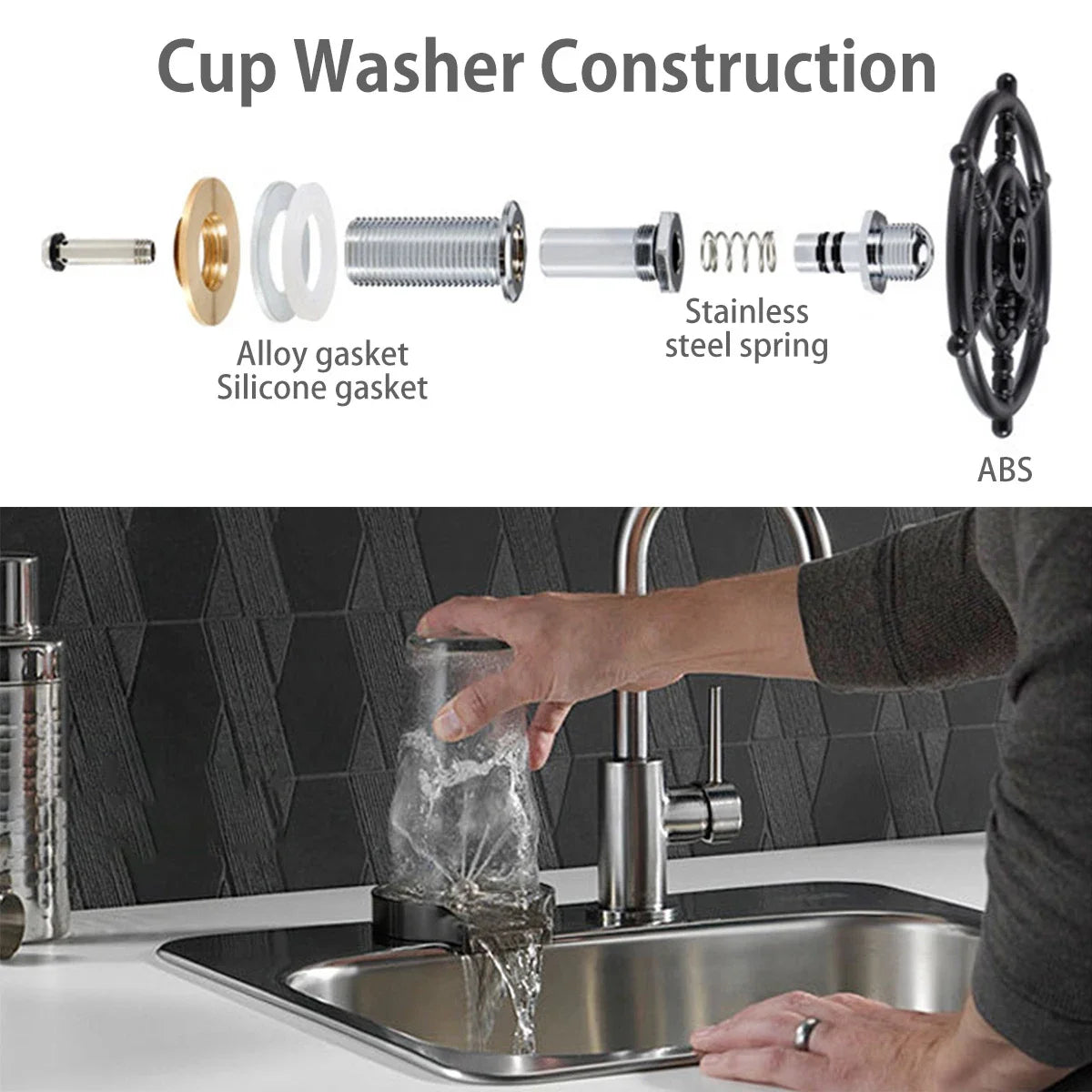 Faucet Glass Rinser For Kitchen Sink Automatic Cup Washer Kitchen Sink Accessories