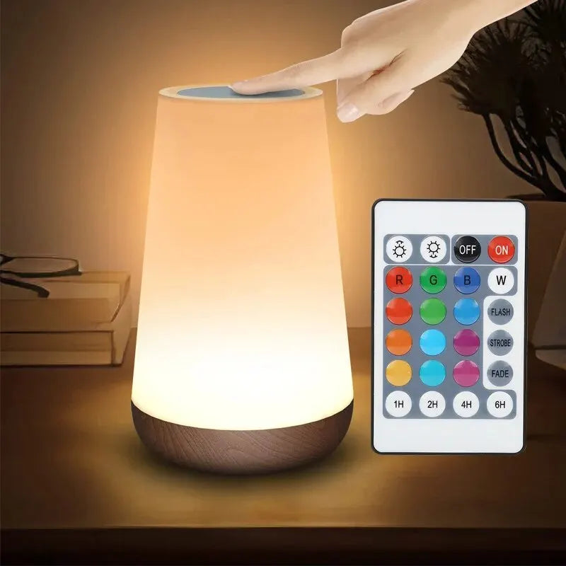 Creative Remote Control Wooden Pattern Touch Night Light Atmosphere Lamp