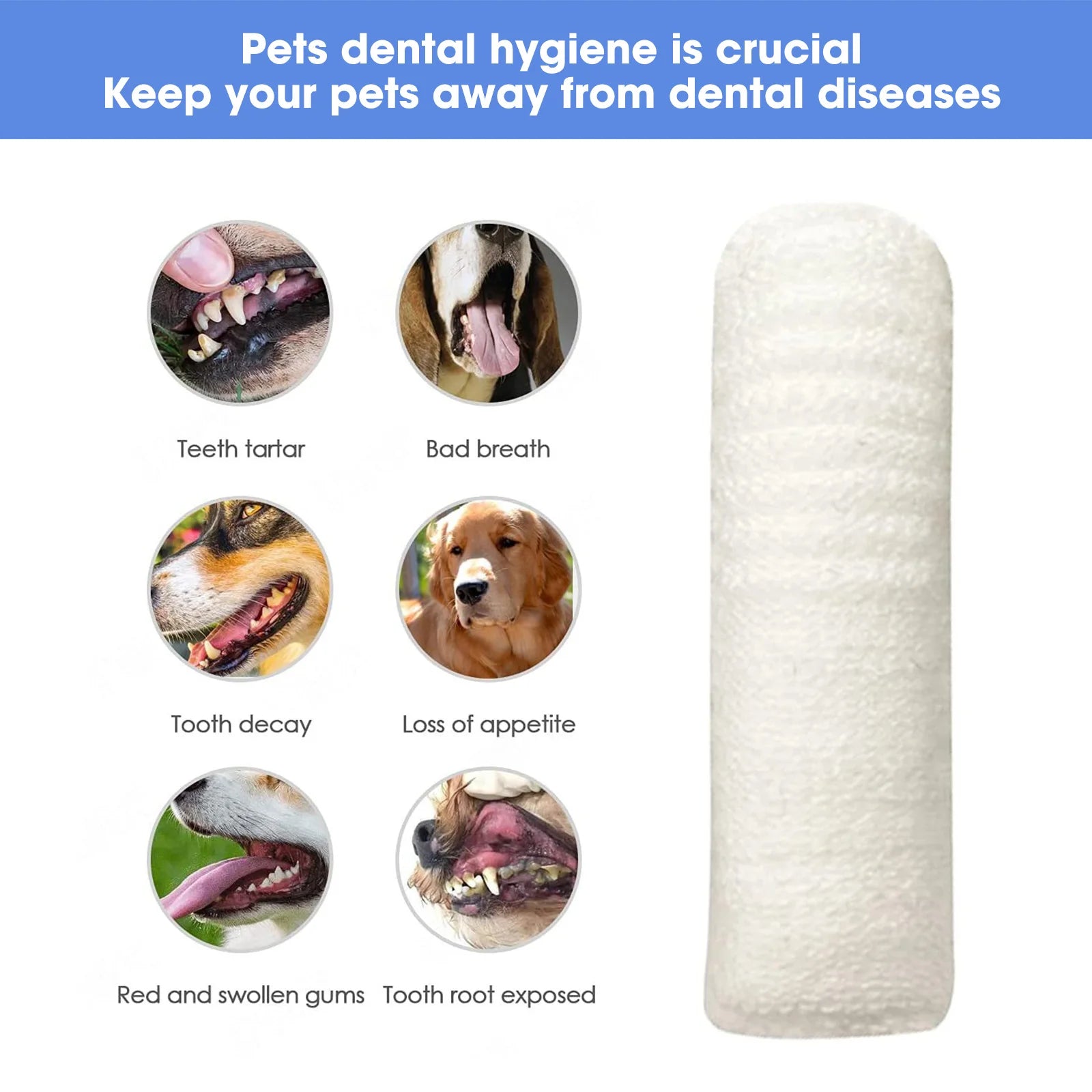 Two-finger Brushing Finger Cots Oral Cleaning Tool Finger Toothbrush For Pets