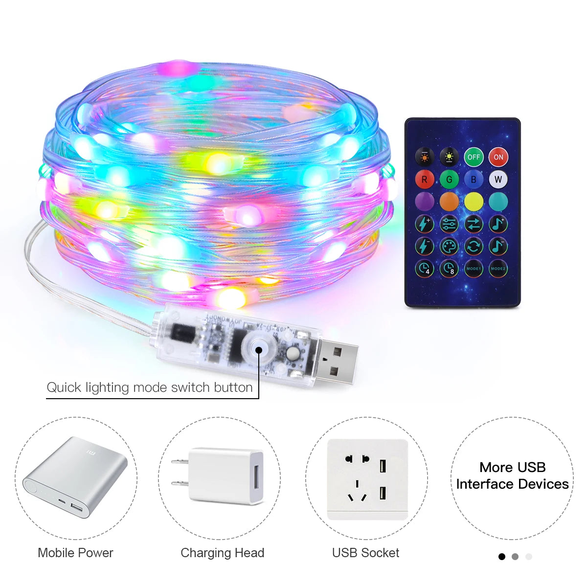 APP RGBIC Bluetooth Addressable Fairy Lights 5V LED Sting Light