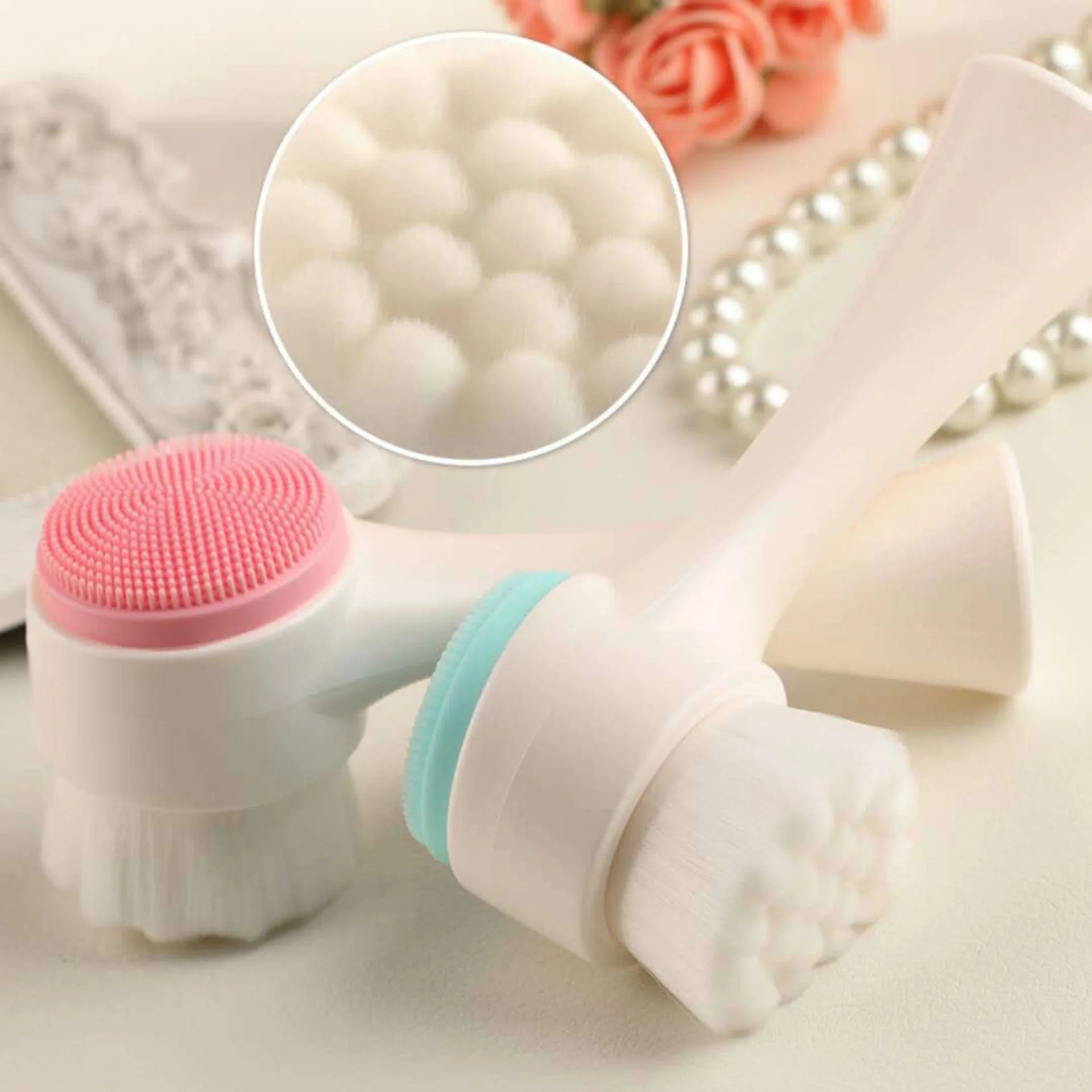 Silica Gel Double Sided Facial Cleanser Brush Pore Cleaner