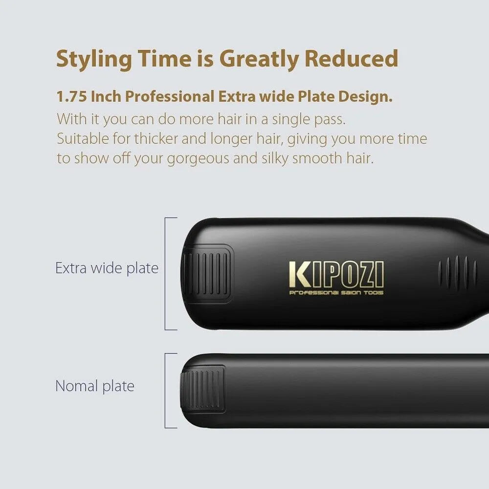 KIPOZI Professional Titanium Flat Iron Hair Straightener with Digital LCD Display