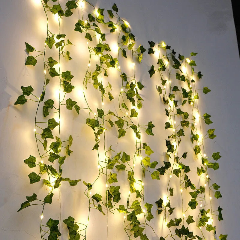 Flower Green Leaf String Lights Artificial Vine Battery Powered Fairy Lights