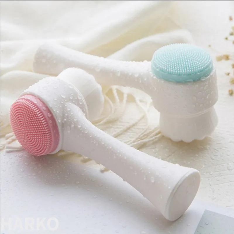 Silica Gel Double Sided Facial Cleanser Brush Pore Cleaner