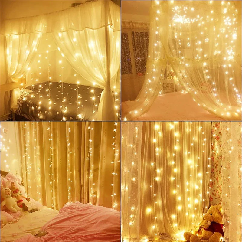 Garland LED Curtain Icicle String Light Fairy Lighting Decoration