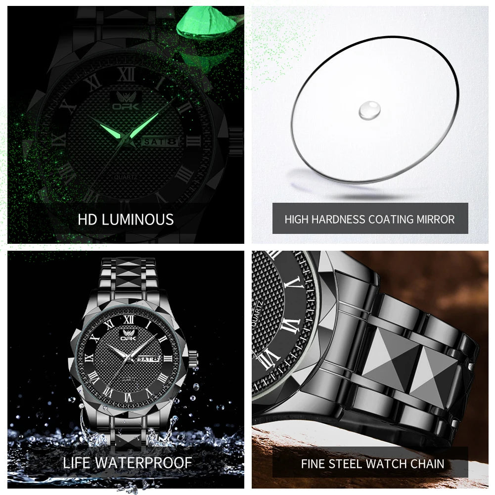 OPK Stainless Steel Waterproof Men's Watch