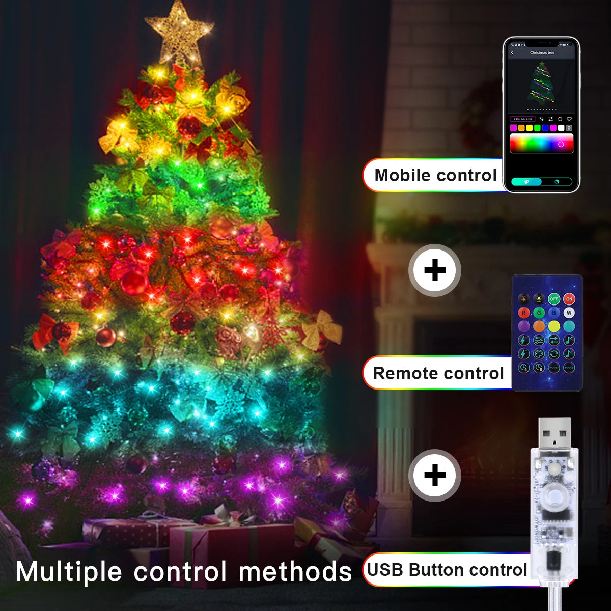 APP RGBIC Bluetooth Addressable Fairy Lights 5V LED Sting Light