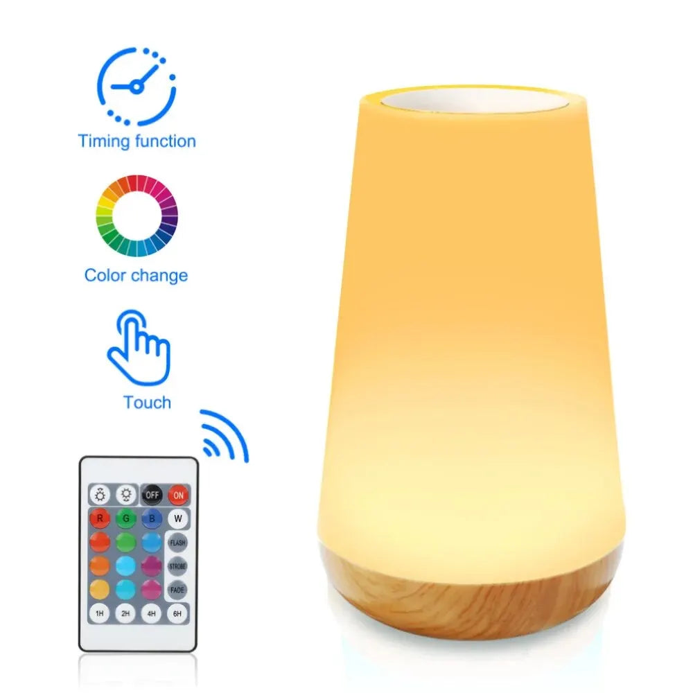 Creative Remote Control Wooden Pattern Touch Night Light Atmosphere Lamp