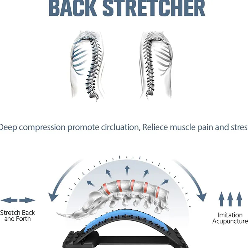 Multi-Level Adjustable Back Stretcher Magnetotherapy Support Pain Relief Massager