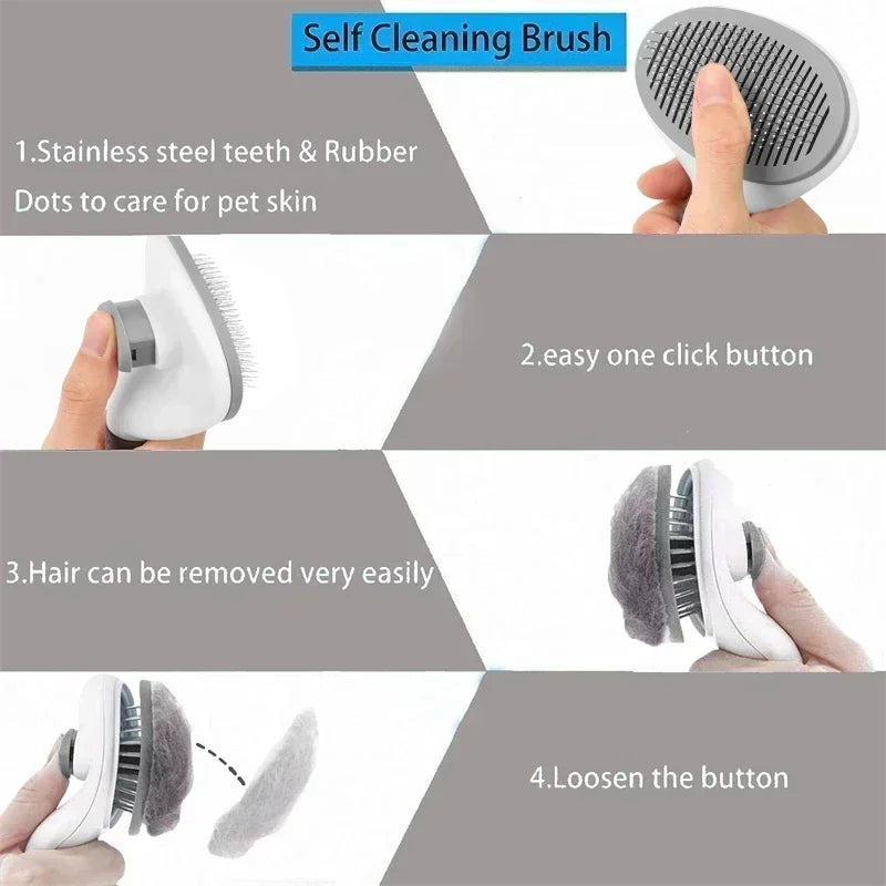 Non-slip Stainless Steel Pet Hair Removal Grooming Brush