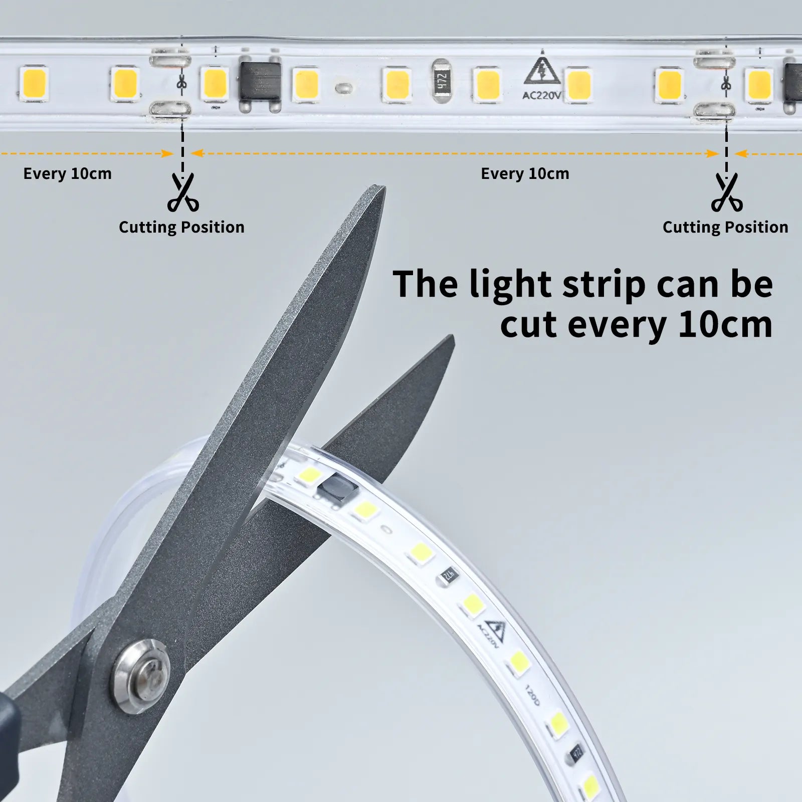 220V Waterproof LED High Brightness 120LEDs/m Light Strip