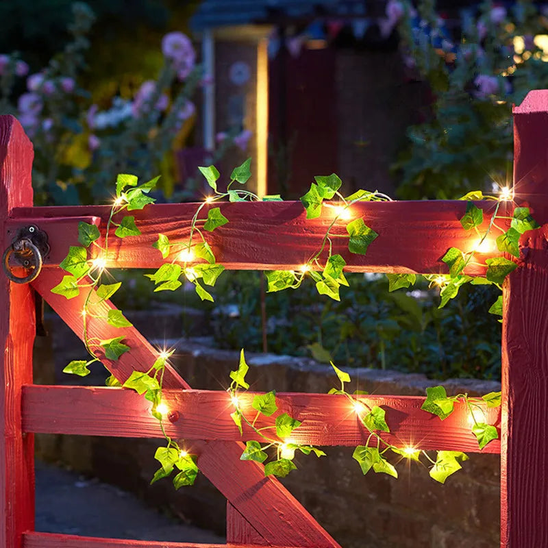 Flower Green Leaf String Lights Artificial Vine Battery Powered Fairy Lights