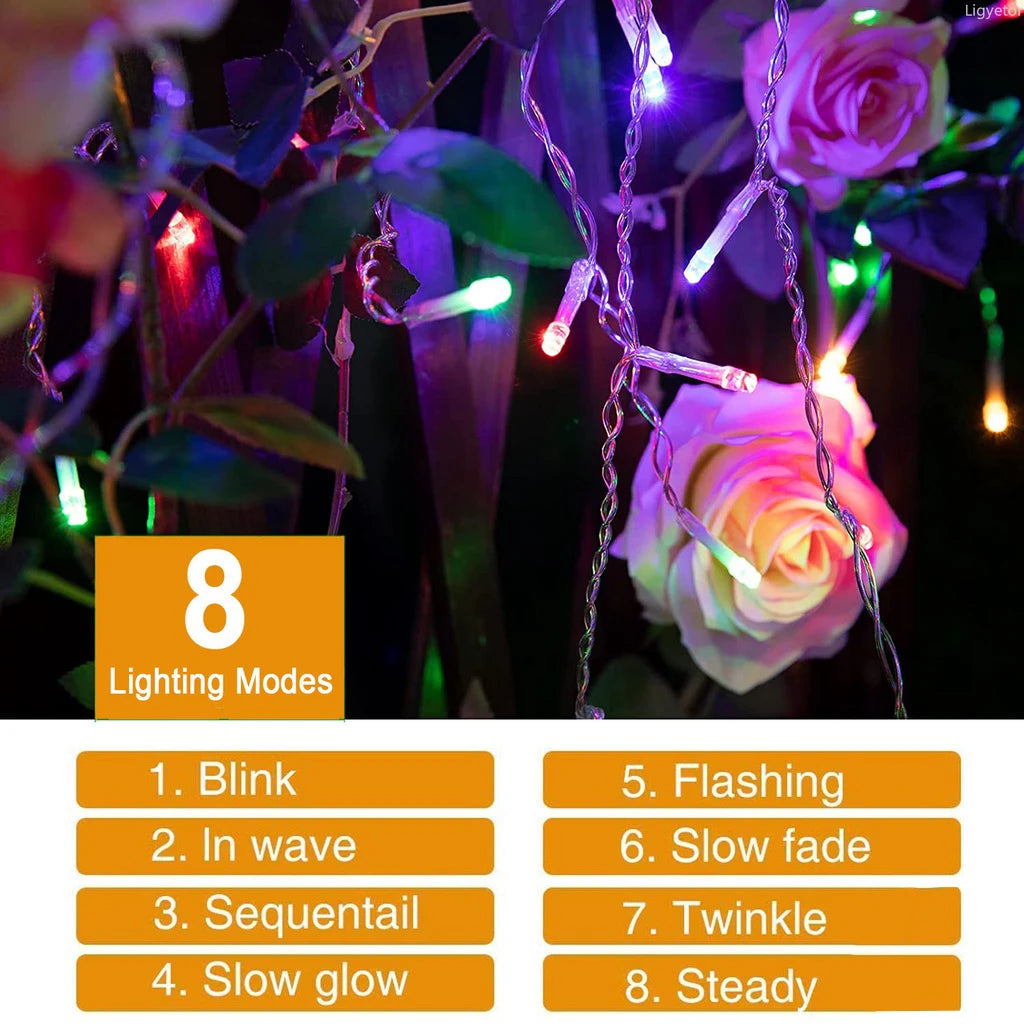 Solar Curtain Icicle Light 3.5M Eaves Fairy String Lights