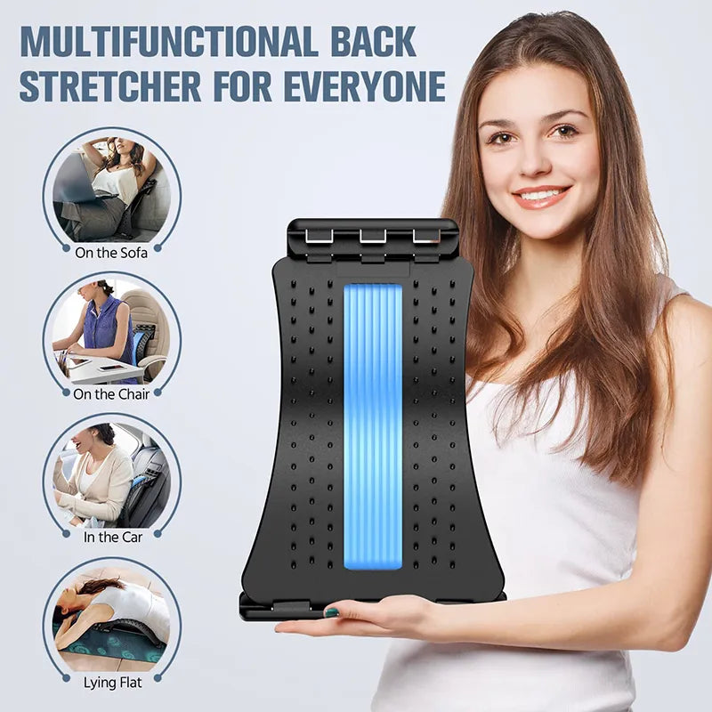 Multi-Level Adjustable Back Stretcher Magnetotherapy Support Pain Relief Massager