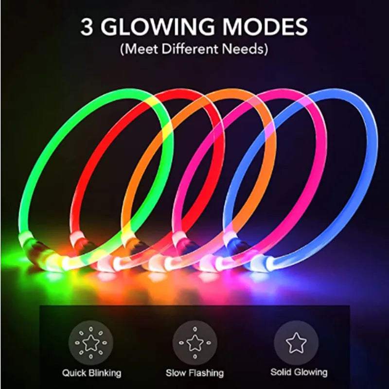 Led Light Rechargeable Detachable Glowing Luminous  Dog And Cat Collar