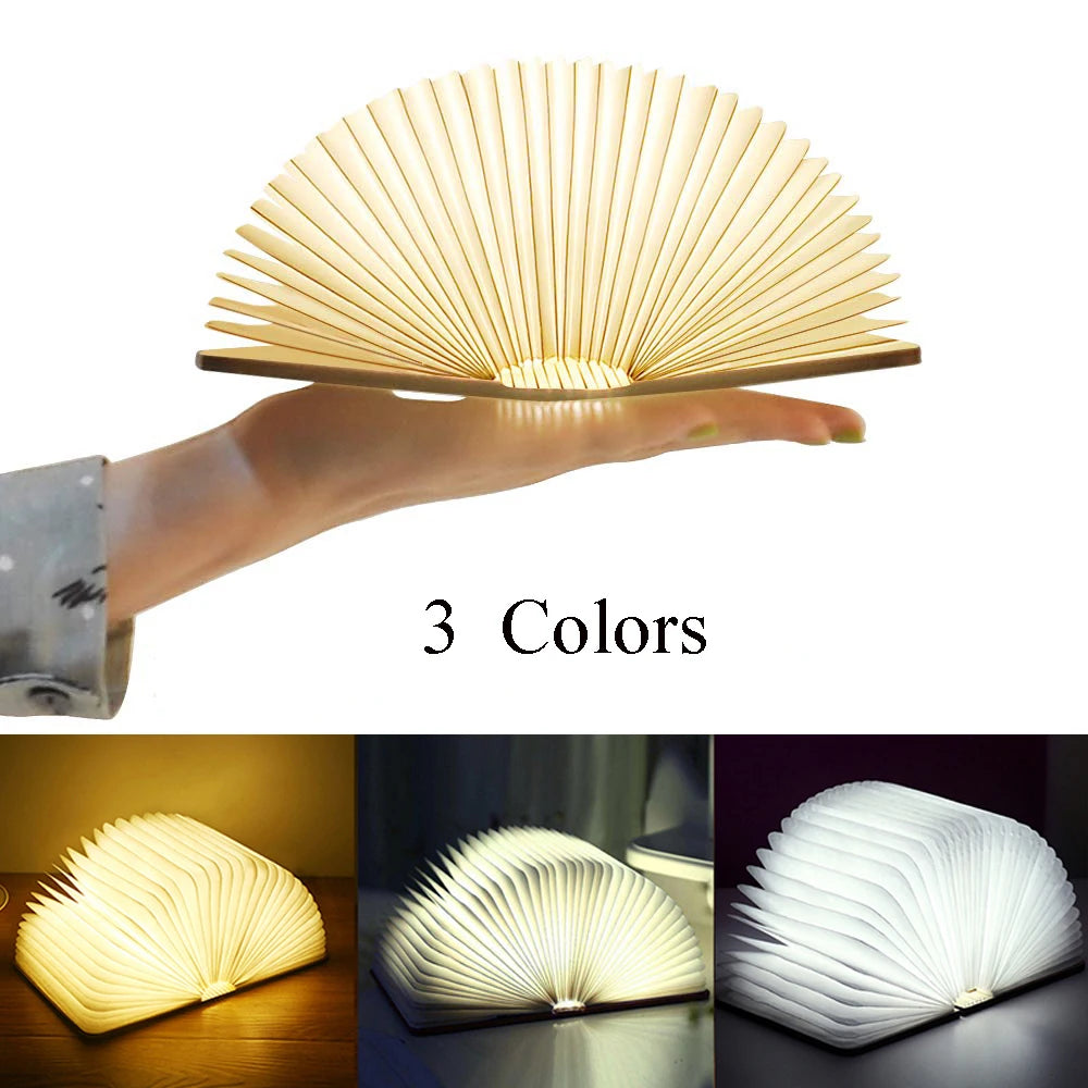 USB Rechargeable Led Night Light 3D Flod Book Lamp