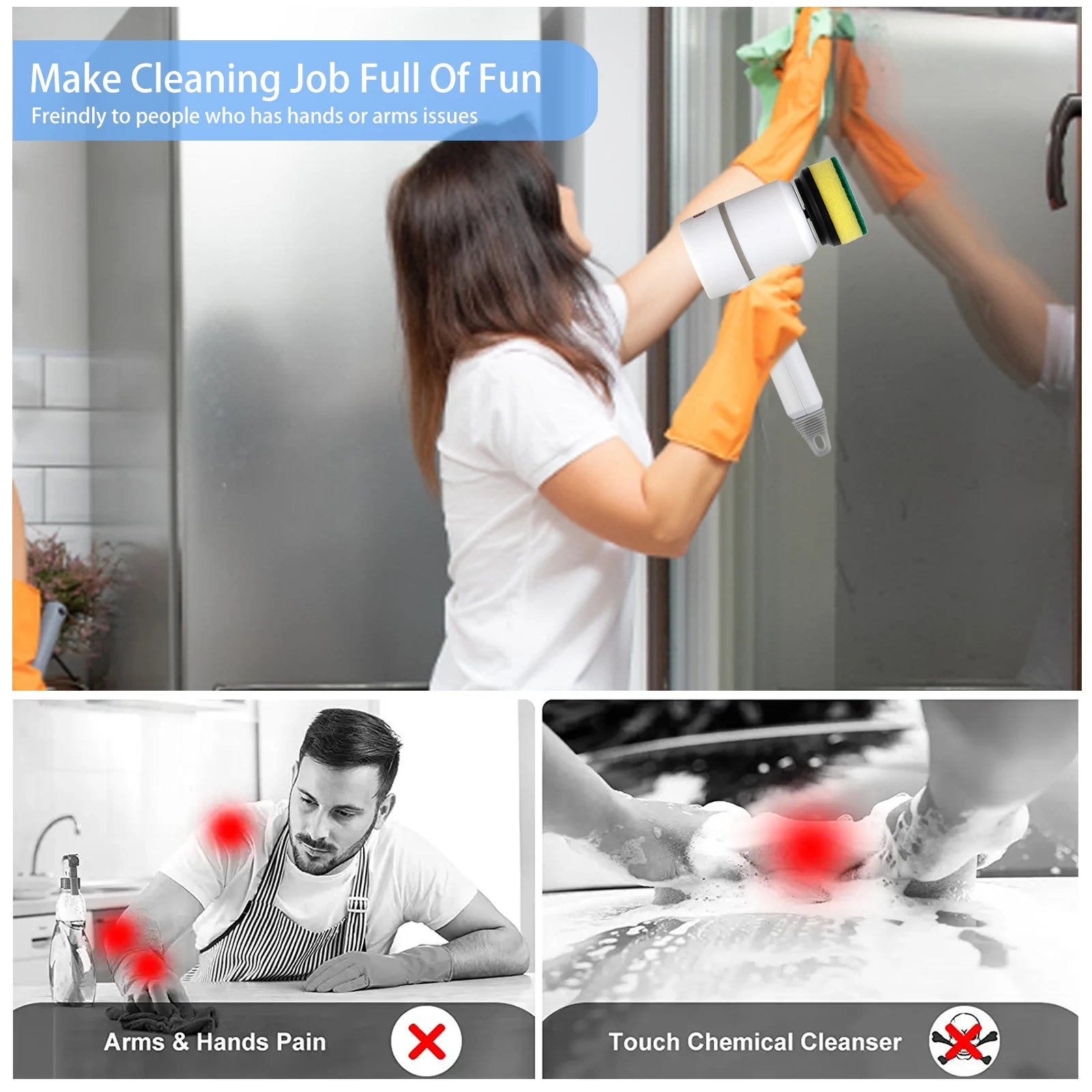 Wireless Electric Cleaning Kitchen Dishwashing Cleaning Tool