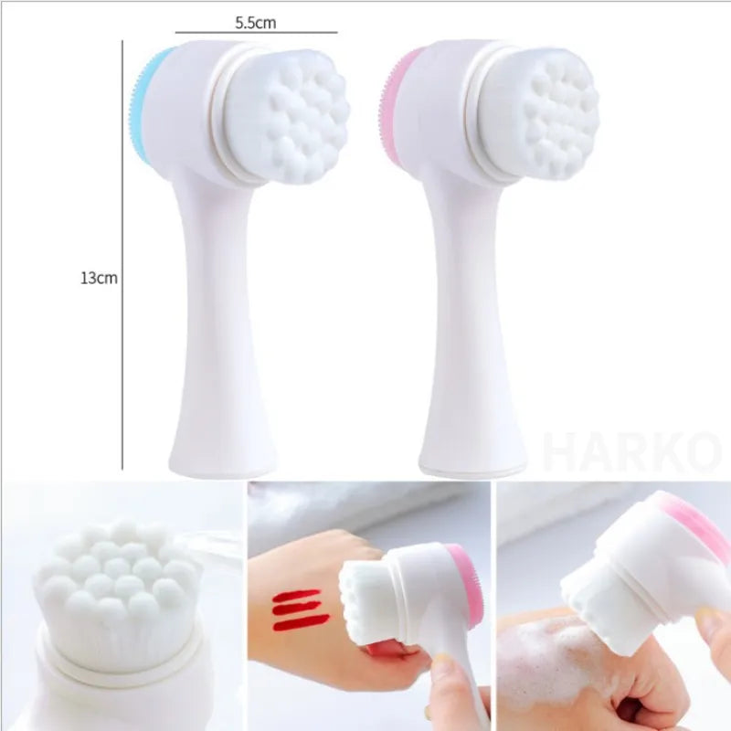 Silica Gel Double Sided Facial Cleanser Brush Pore Cleaner