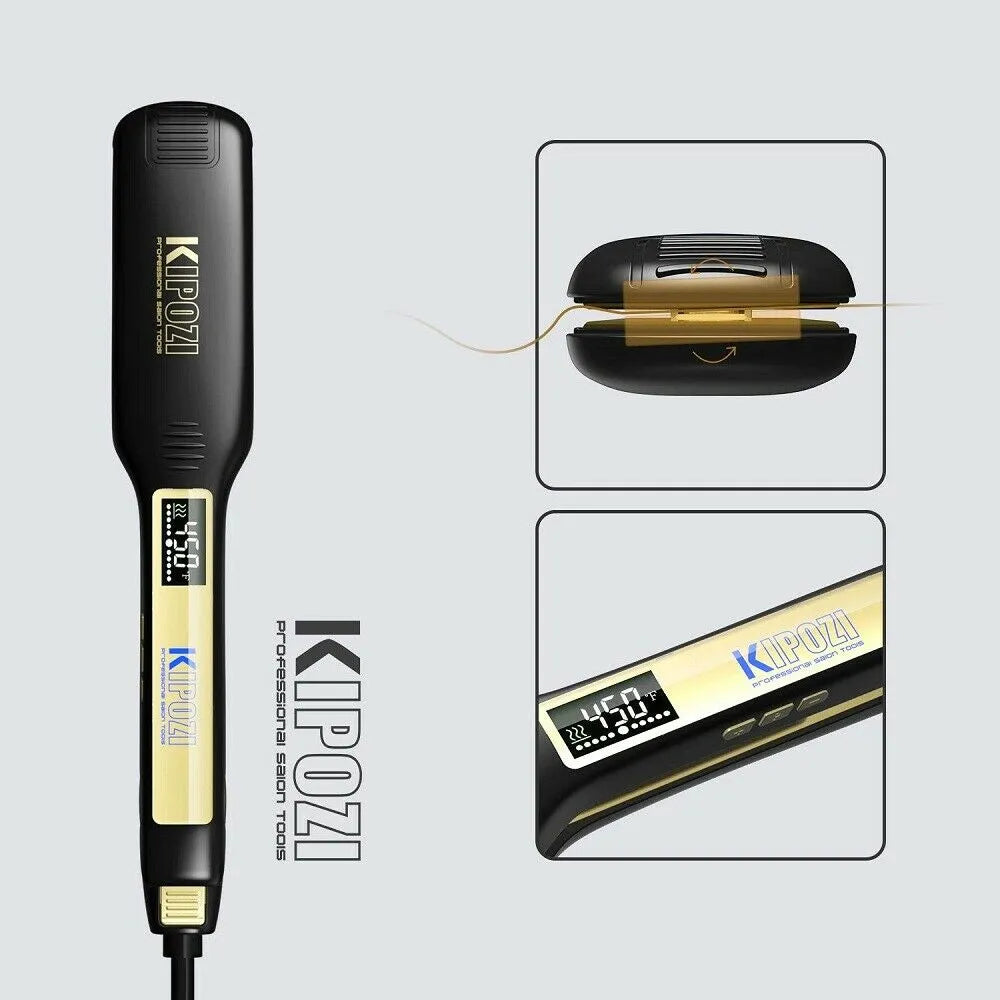 KIPOZI Professional Titanium Flat Iron Hair Straightener with Digital LCD Display