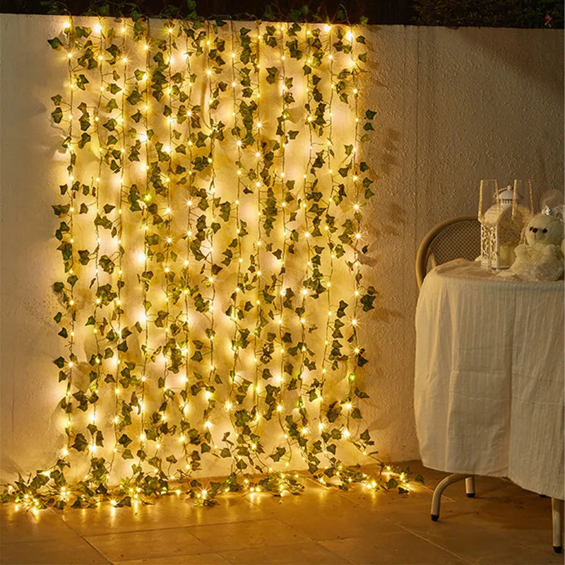 Flower Green Leaf String Lights Artificial Vine Battery Powered Fairy Lights