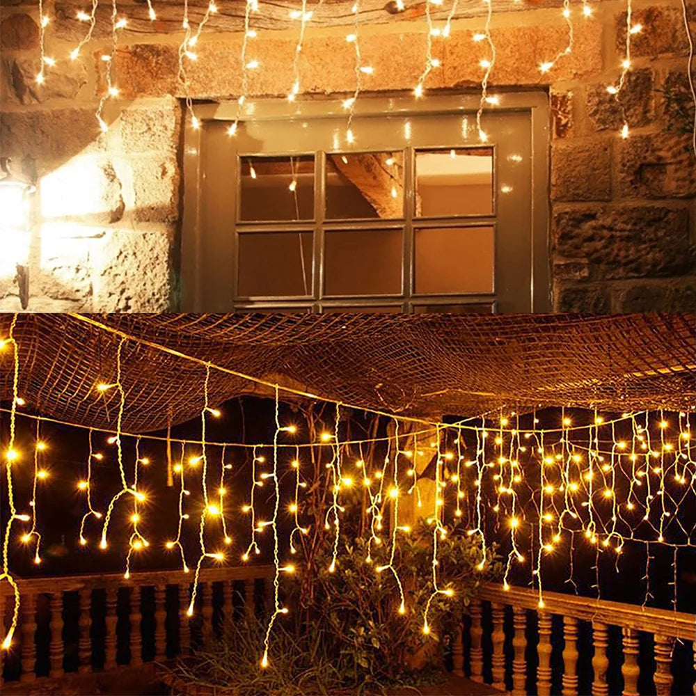 Solar Curtain Icicle Light 3.5M Eaves Fairy String Lights