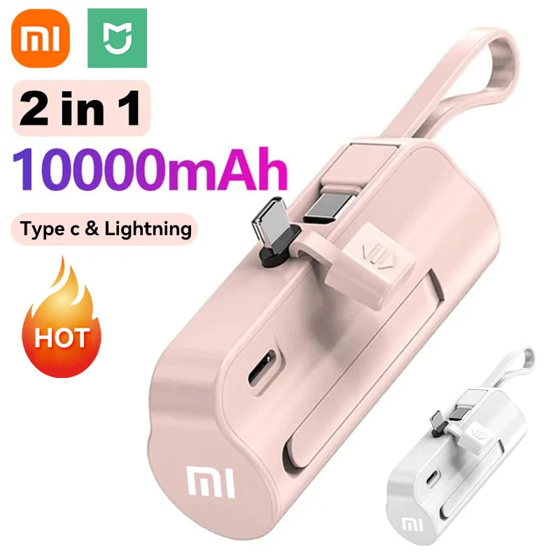 Xiaomi MIJIA  2 in 1 Power Bank 10000mAh Built in Cable Portable Charger For iPhone Samsung Xiaomi