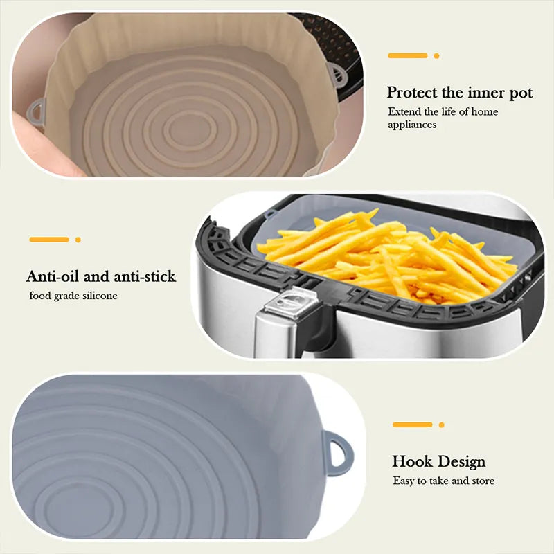 Reusable Air Fryer Silicone Pot Tray Pan Mat