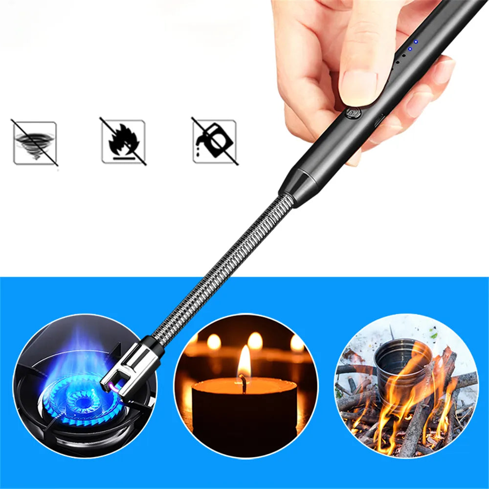 Windproof Kitchen Electric USB Lighter Rechargeable  Arc Flameless Plasma Lighter